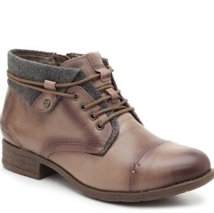 Earth Rexford Leather Lace Up Ankle Brown Boots Side Zip Women's Size 9